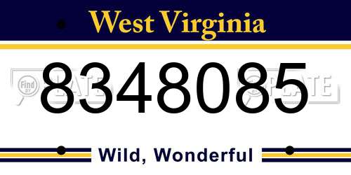 8348085 West Virginia License Plate