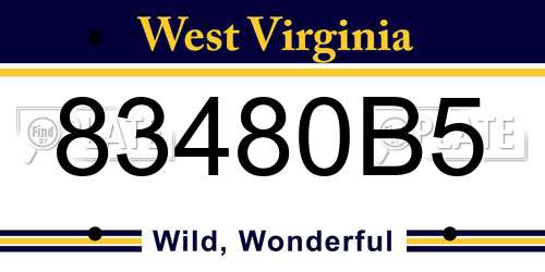 83480B5 West Virginia License Plate