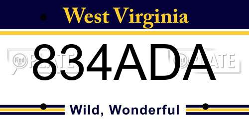 834ADA West Virginia License Plate
