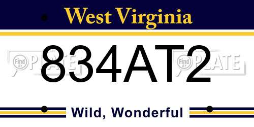 834AT2 West Virginia License Plate
