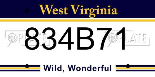 834B71 West Virginia License Plate
