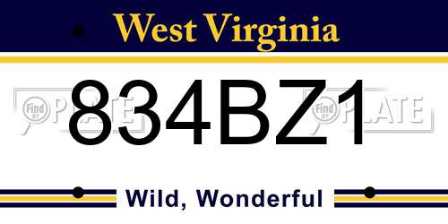834BZ1 West Virginia License Plate
