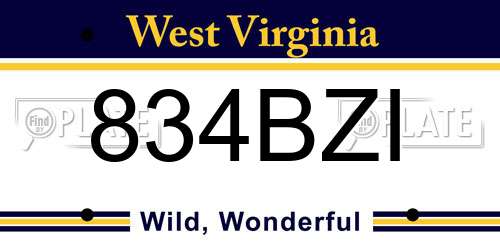 834BZI West Virginia License Plate