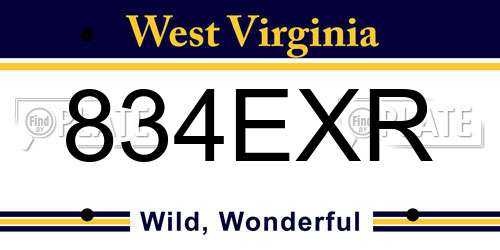 834EXR West Virginia License Plate