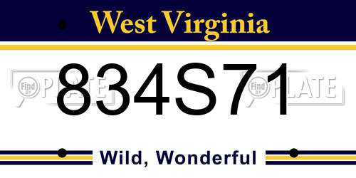 834S71 West Virginia License Plate