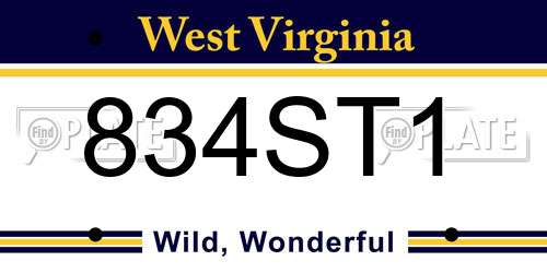 834ST1 West Virginia License Plate