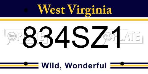 834SZ1 West Virginia License Plate