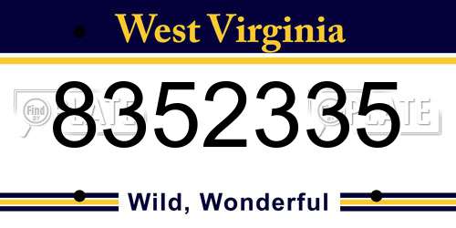 8352335 West Virginia License Plate