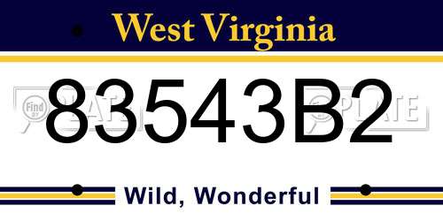 83543B2 West Virginia License Plate