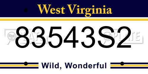 83543S2 West Virginia License Plate