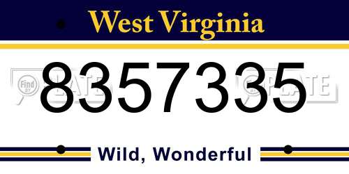 8357335 West Virginia License Plate