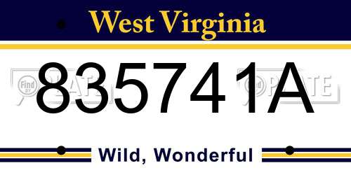 835741A West Virginia License Plate