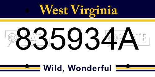 835934A West Virginia License Plate