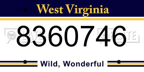 8360746 West Virginia License Plate