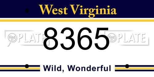 8365 West Virginia License Plate