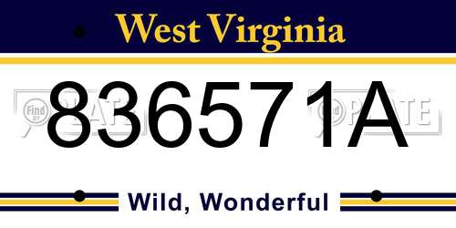836571A West Virginia License Plate