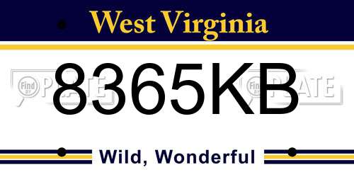 8365KB West Virginia License Plate