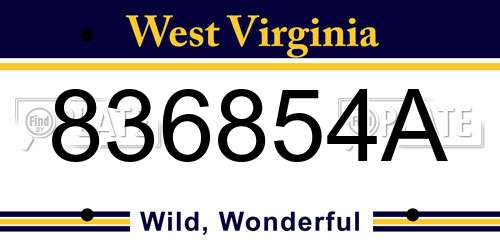 836854A West Virginia License Plate