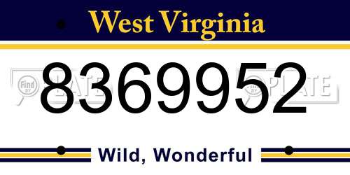 8369952 West Virginia License Plate