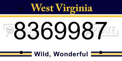 8369987 West Virginia License Plate