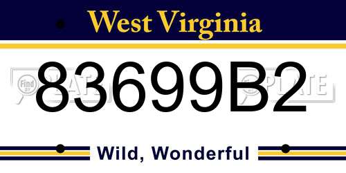 83699B2 West Virginia License Plate