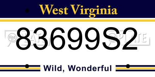 83699S2 West Virginia License Plate