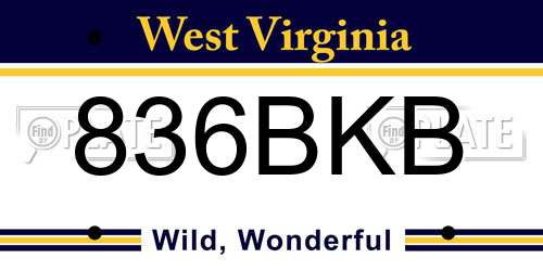 836BKB West Virginia License Plate