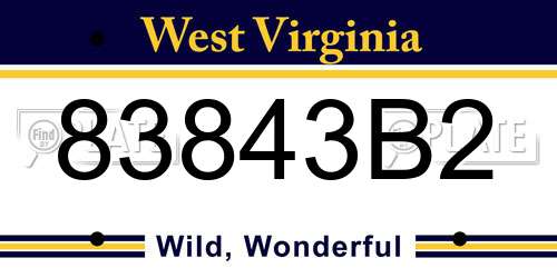 83843B2 West Virginia License Plate