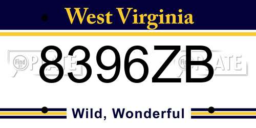 8396ZB West Virginia License Plate