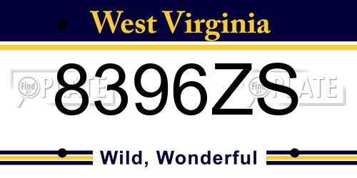 8396ZS West Virginia License Plate