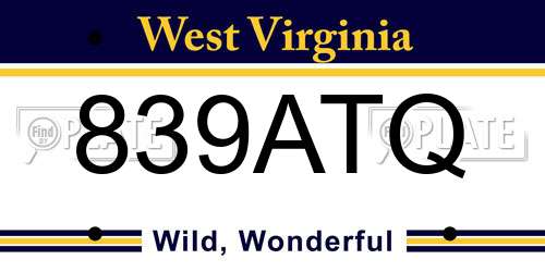 839ATQ West Virginia License Plate