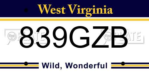 839GZB West Virginia License Plate