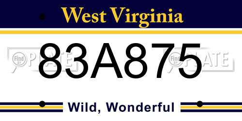 83A875 West Virginia License Plate