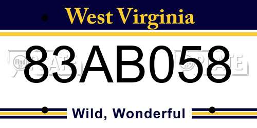 83AB058 West Virginia License Plate