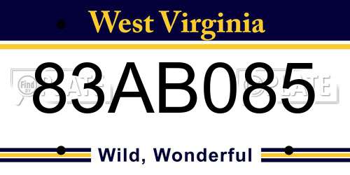 83AB085 West Virginia License Plate