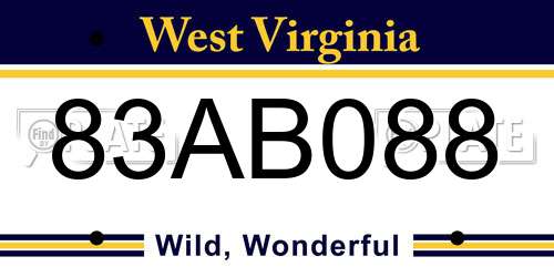 83AB088 West Virginia License Plate