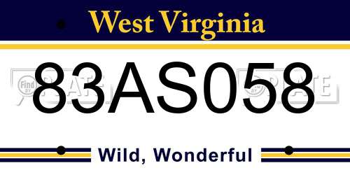 83AS058 West Virginia License Plate