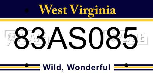 83AS085 West Virginia License Plate