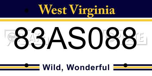 83AS088 West Virginia License Plate