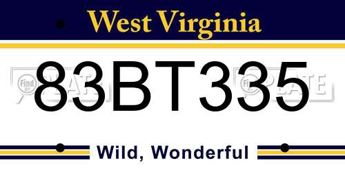 83BT335 West Virginia License Plate