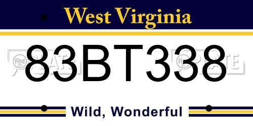 83BT338 West Virginia License Plate
