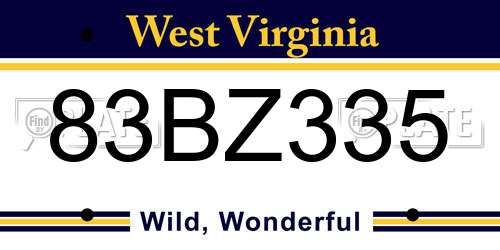 83BZ335 West Virginia License Plate