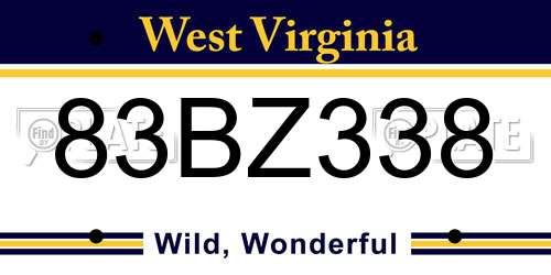 83BZ338 West Virginia License Plate