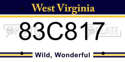 83C817 West Virginia License Plate