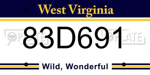 83D691 West Virginia License Plate