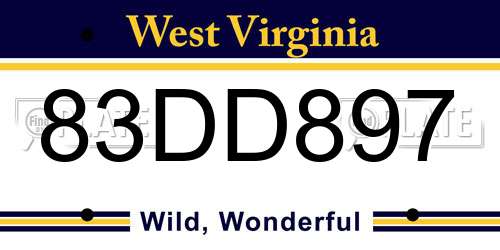 83DD897 West Virginia License Plate