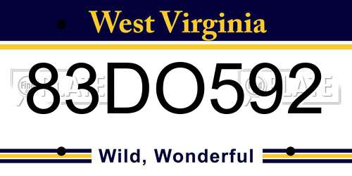 83DO592 West Virginia License Plate