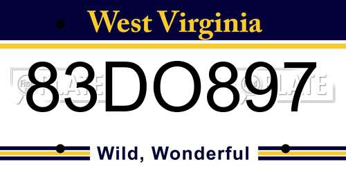 83DO897 West Virginia License Plate