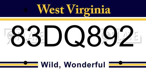 83DQ892 West Virginia License Plate