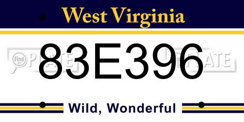 83E396 West Virginia License Plate